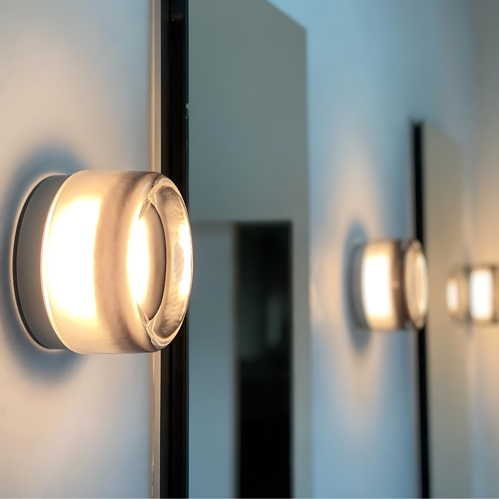 Nordic Luminous Dimple Glass Modern Wall Light