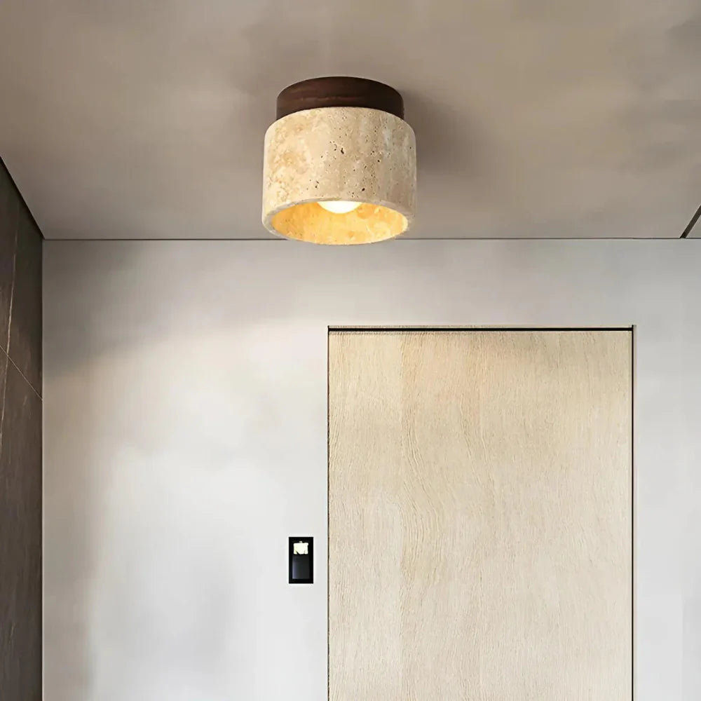 The Stone Travertine Japandi LED Ceiling Lamp