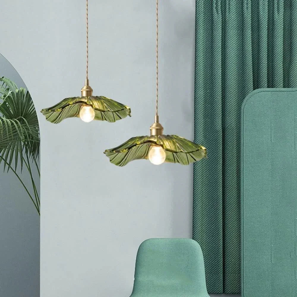 Lotus Glow Vintage Glass Pendant Light