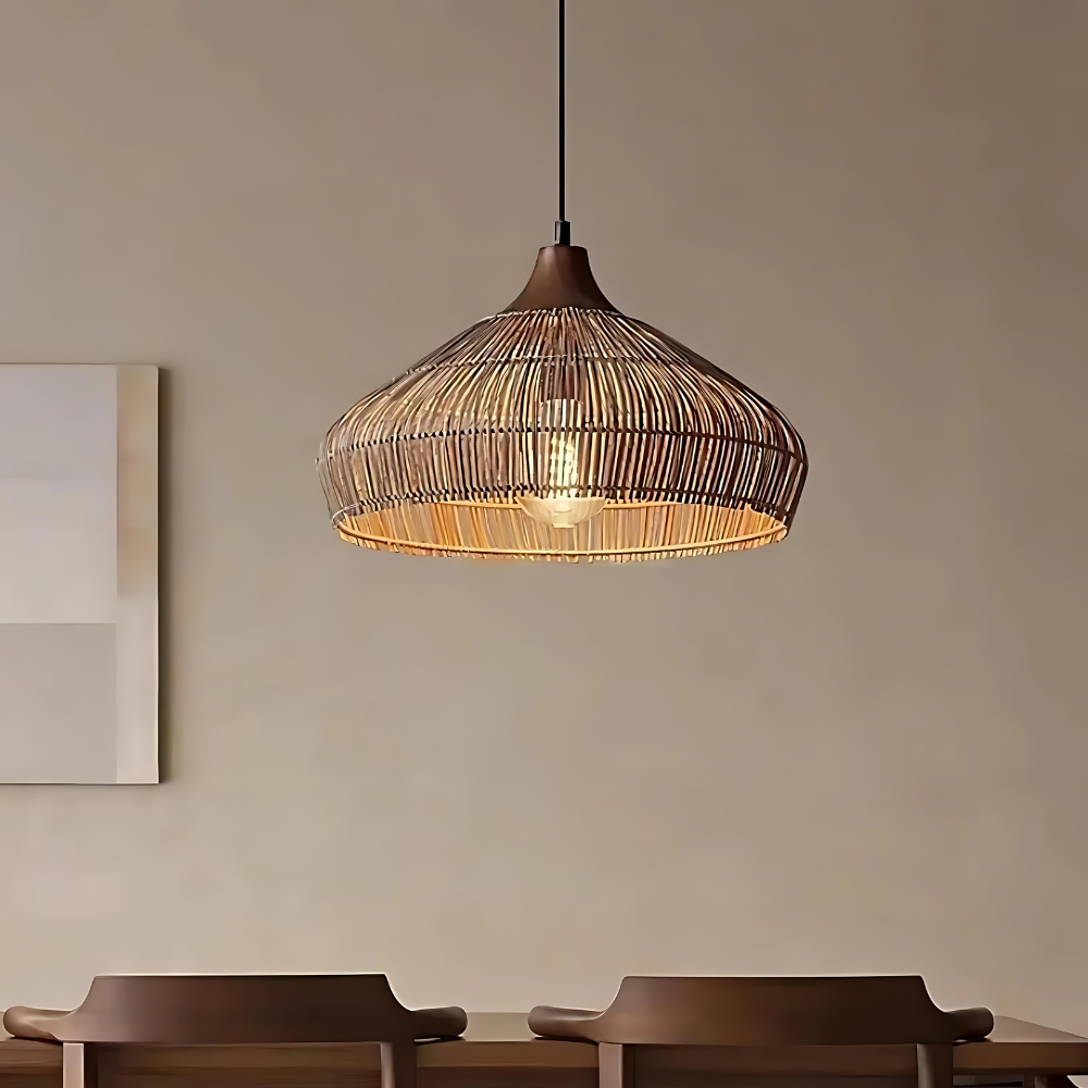 Elegant Natural Rattan Braid Boho Pendant Light