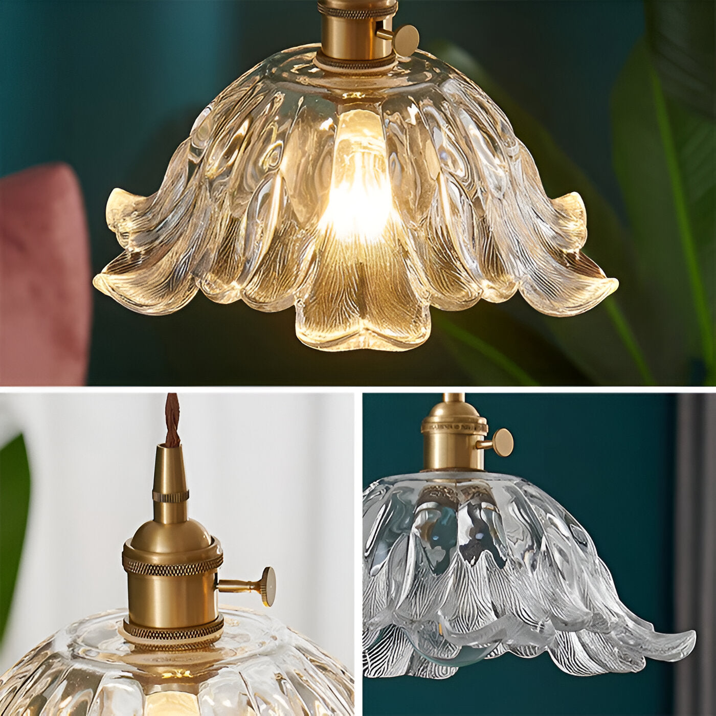 Retro French Flower Glass Pendant Light