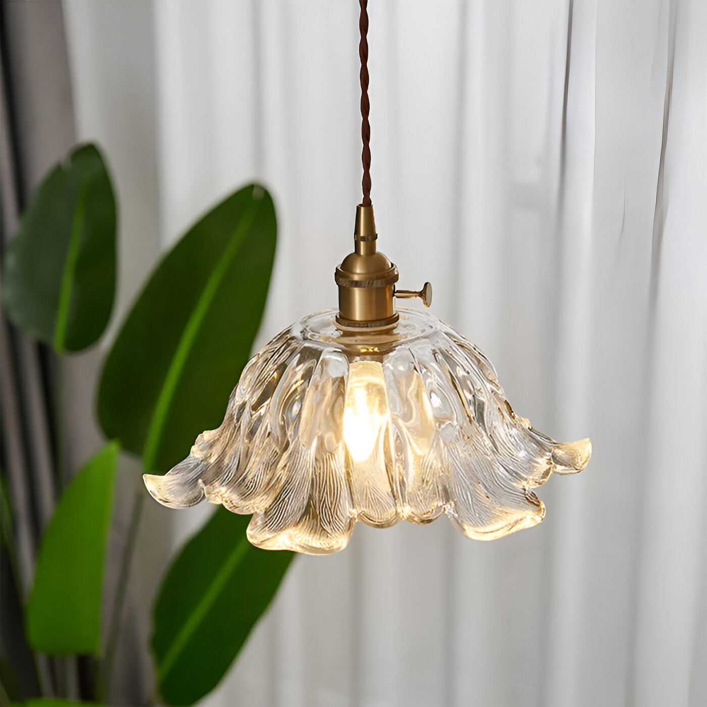 Retro French Flower Glass Pendant Light