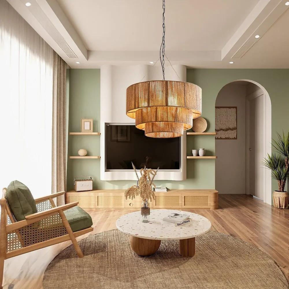 The Elegant Woven Waterfall Rattan Pendant Light
