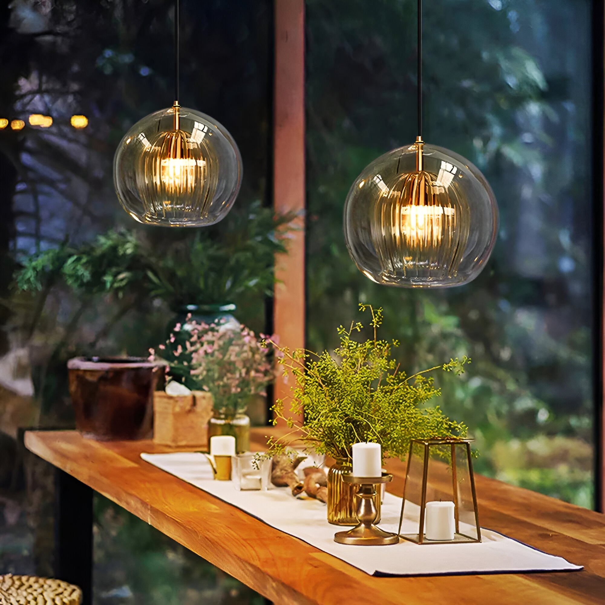 Retro Glass Globe Shape Pendant Light