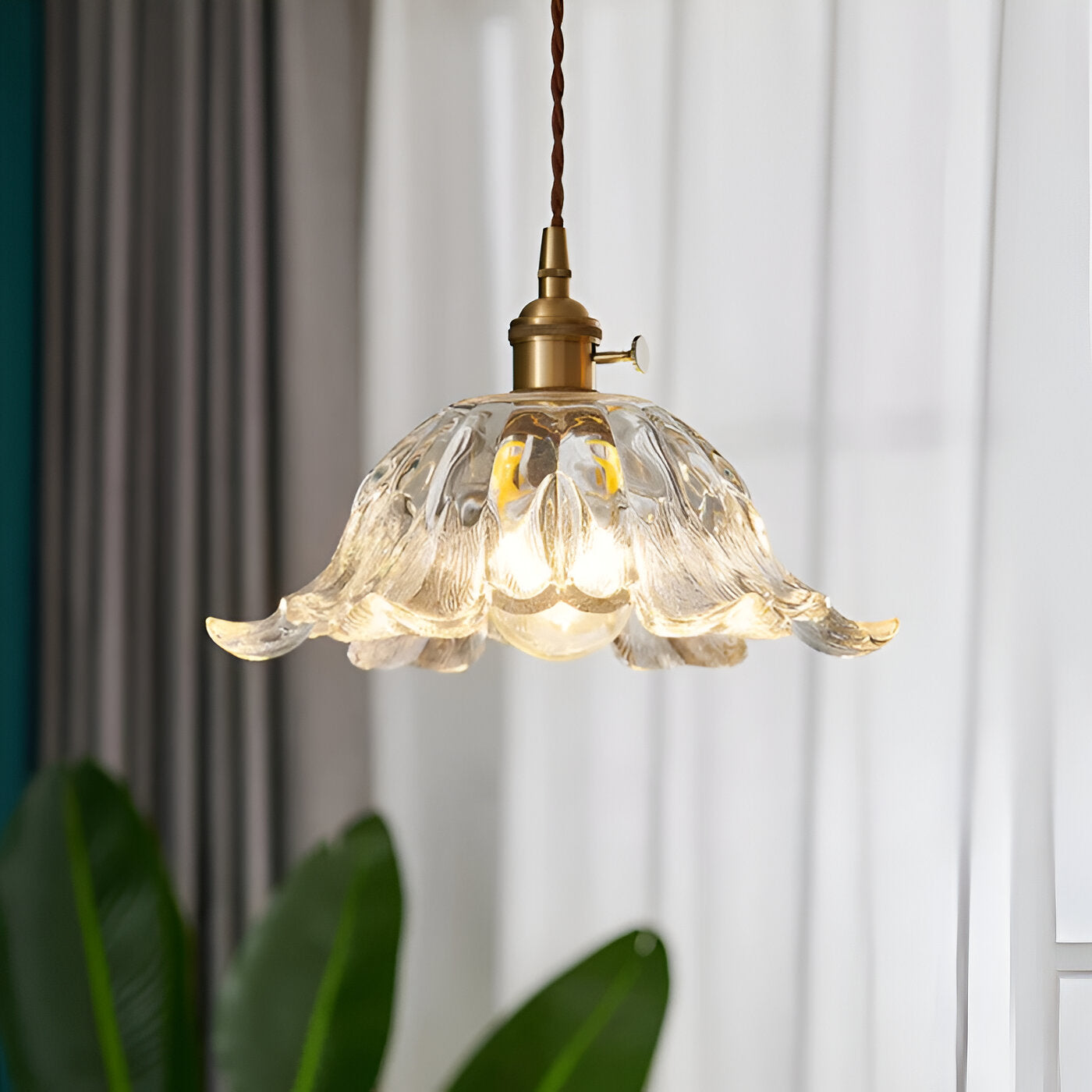 Retro French Flower Glass Pendant Light