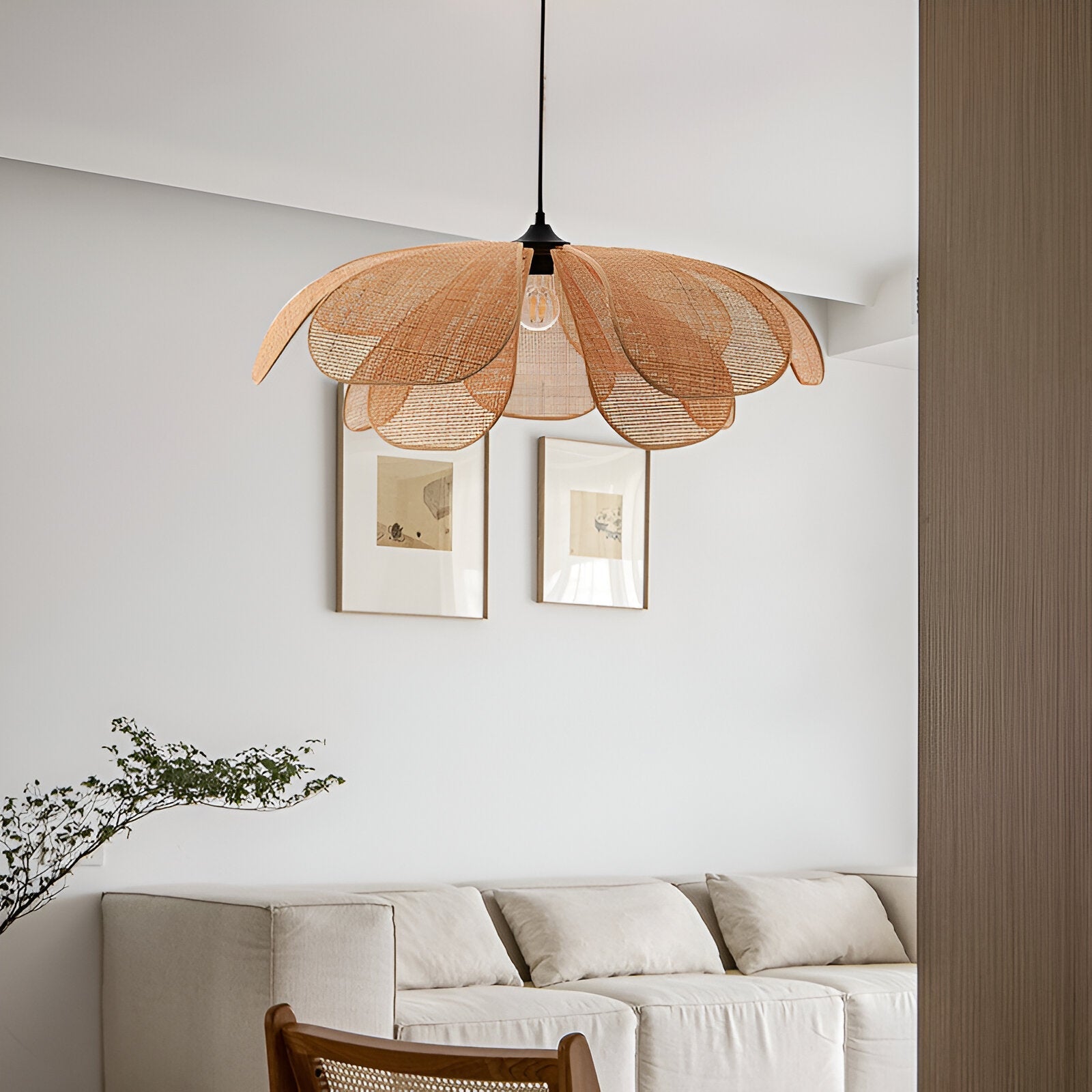 Bamboo Rattan Petal Rustic Wicker Pendant Light