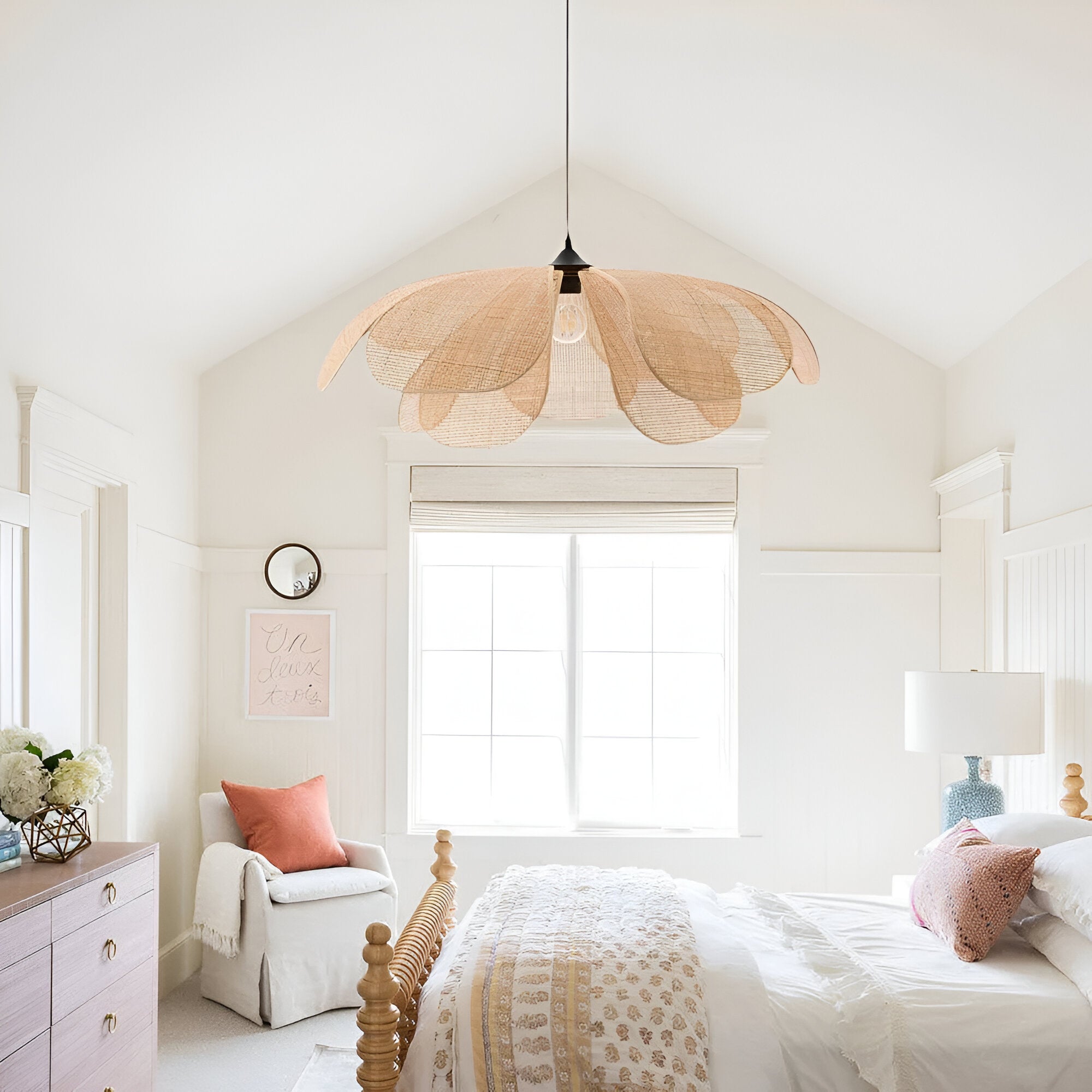 Bamboo Rattan Petal Rustic Wicker Pendant Light