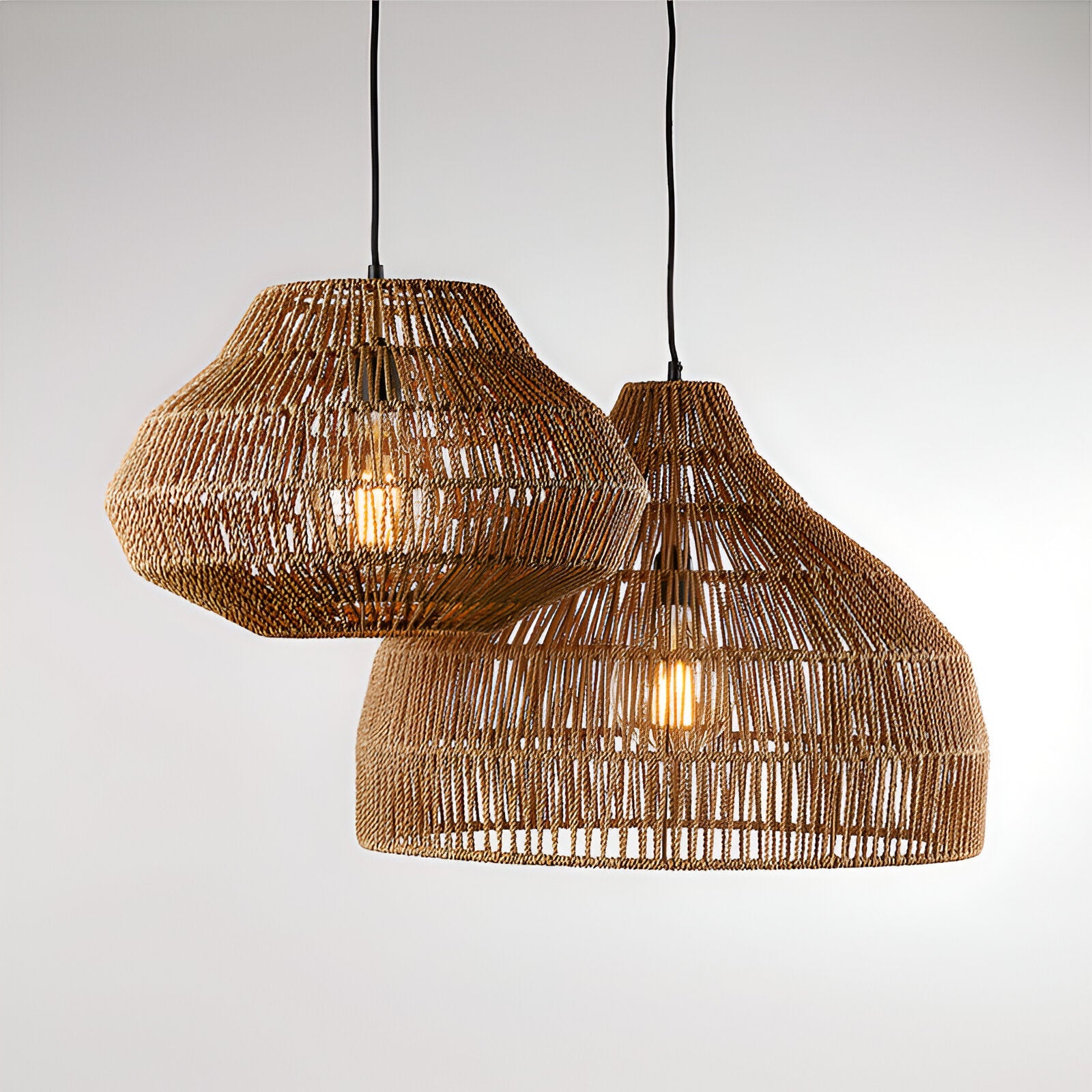 Boho Style Woven Handmade Rattan Pendant Light
