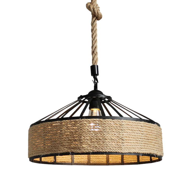 Classic Hemp Rope Rustic Iron Pendant Light