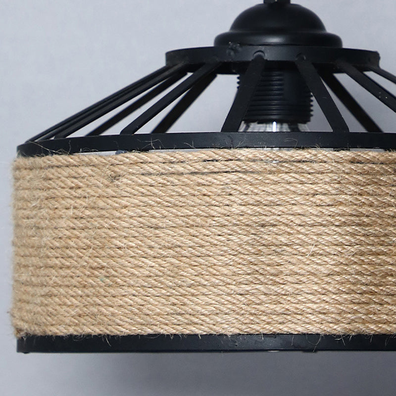 Classic Hemp Rope Rustic Iron Pendant Light