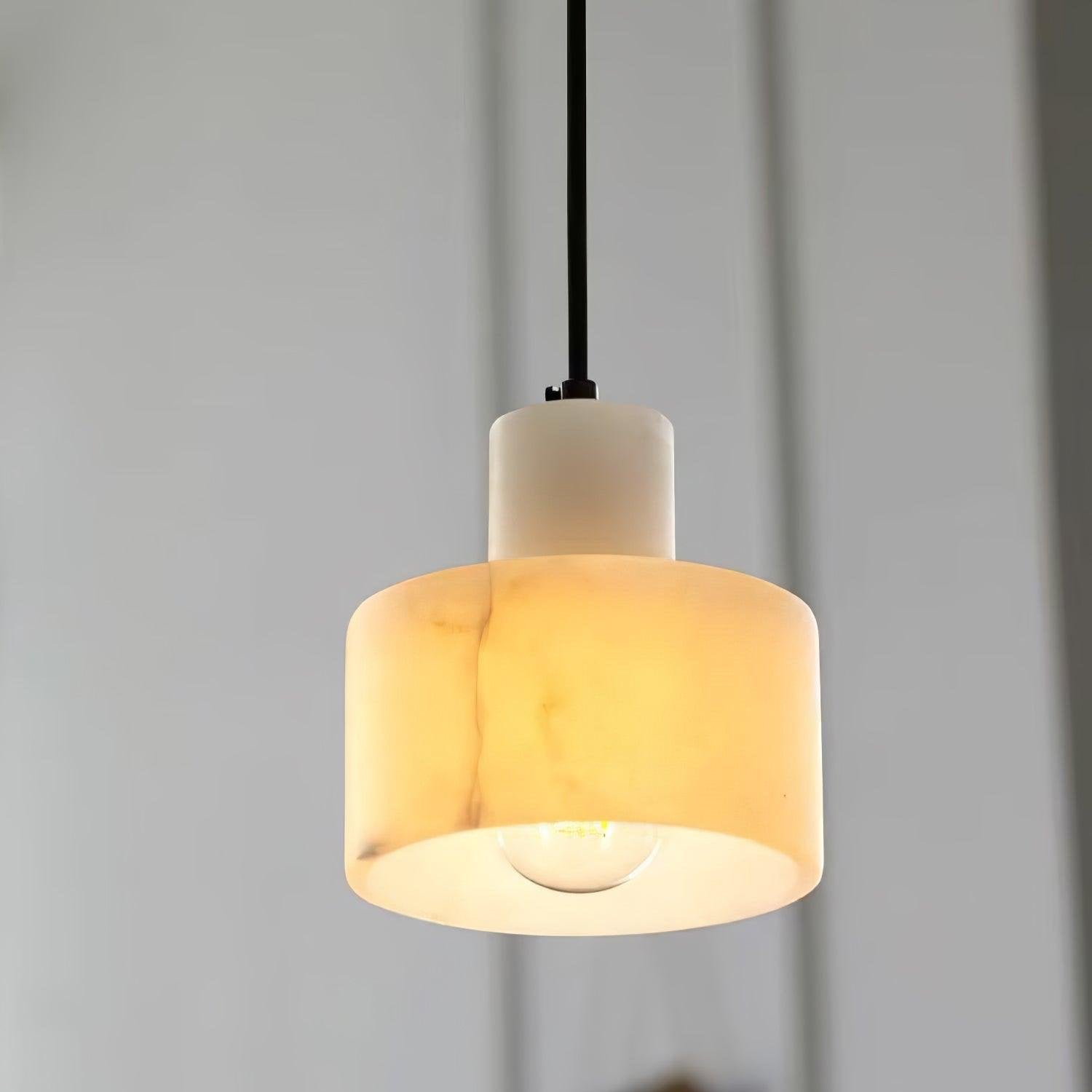 Nordic Cylindrical Alabaster Pendant Light