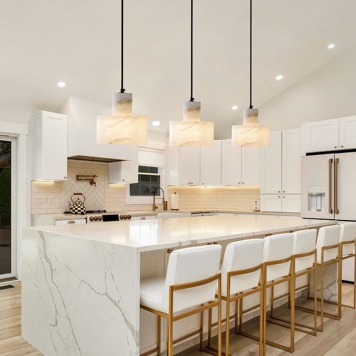 Nordic Cylindrical Alabaster Pendant Light