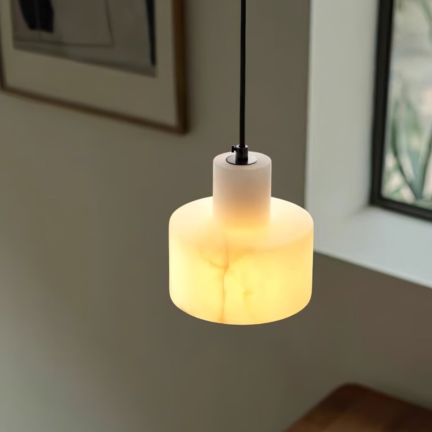 Nordic Cylindrical Alabaster Pendant Light