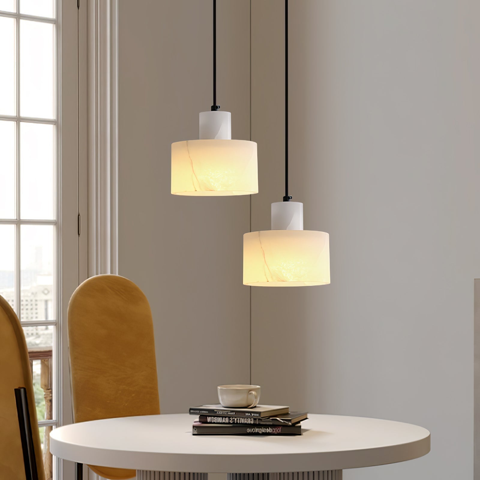 Nordic Cylindrical Alabaster Pendant Light