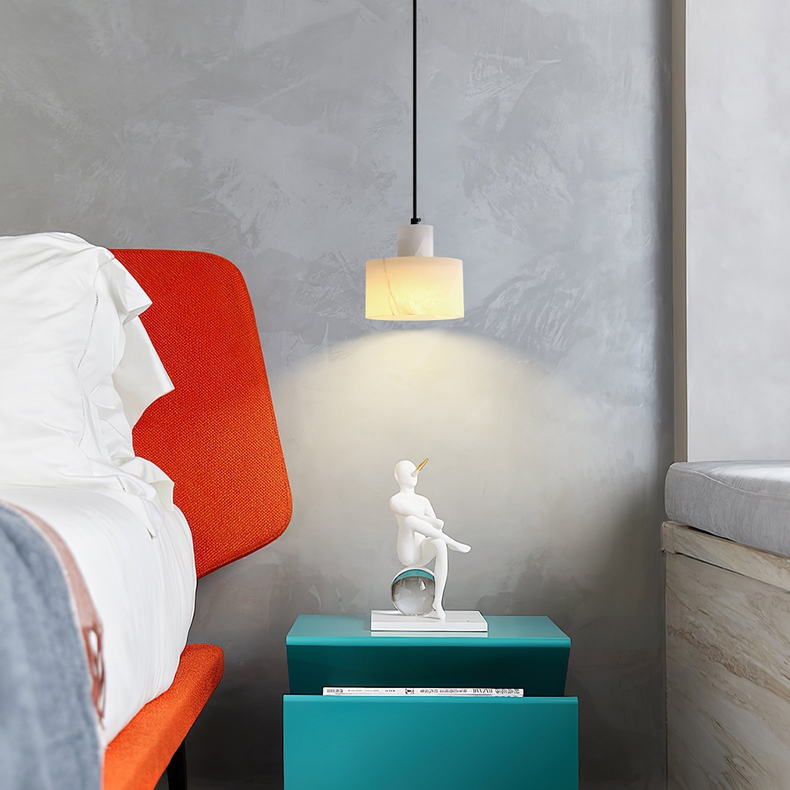 Nordic Cylindrical Alabaster Pendant Light