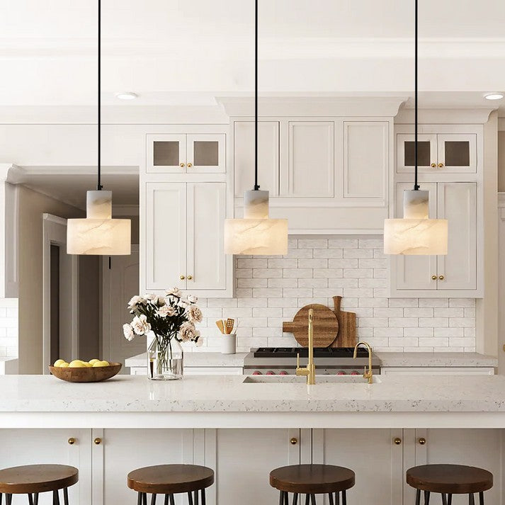 Nordic Cylindrical Alabaster Pendant Light