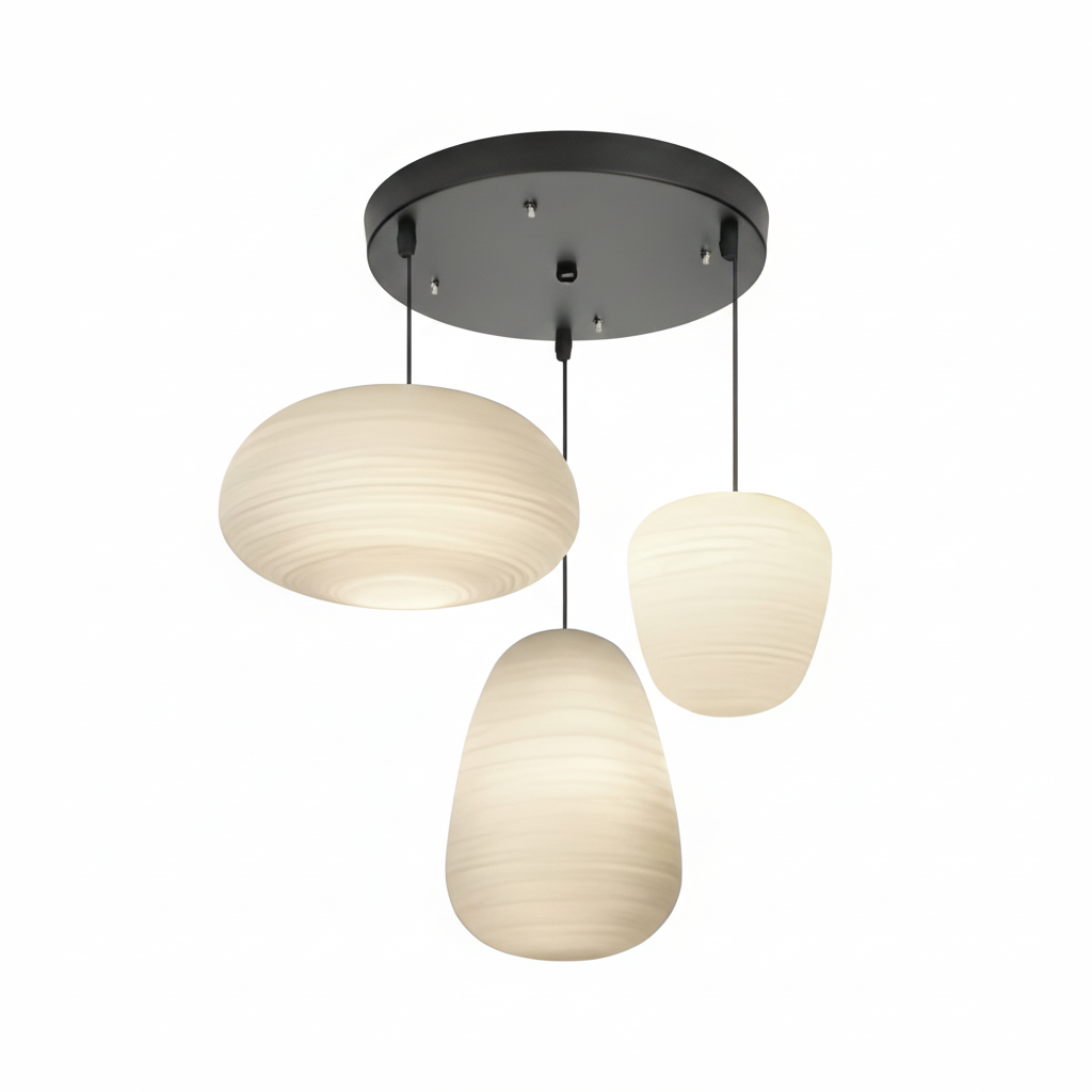 Nordic Modern Ribbed Opal White Globe Glass Pendant Light