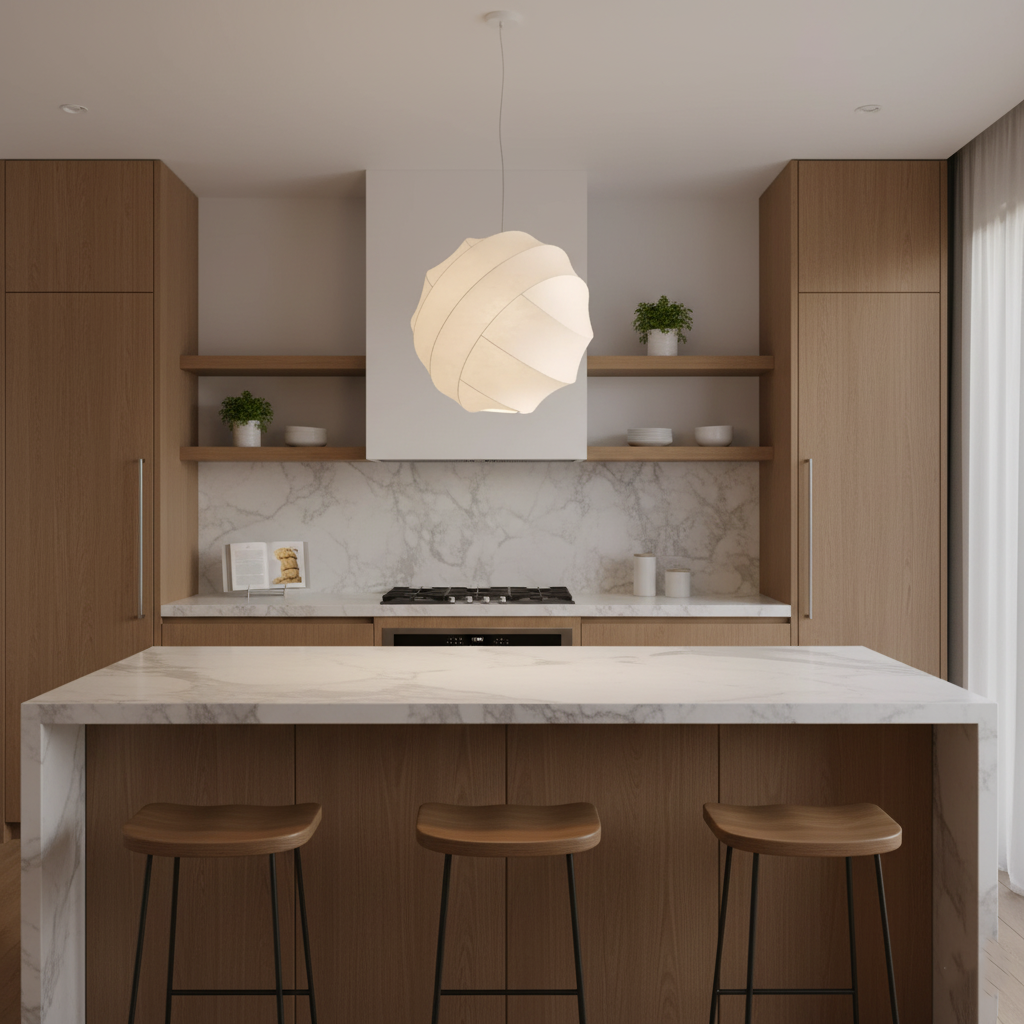 Wabi Sabi Silk Ball Japandi Pendant Light