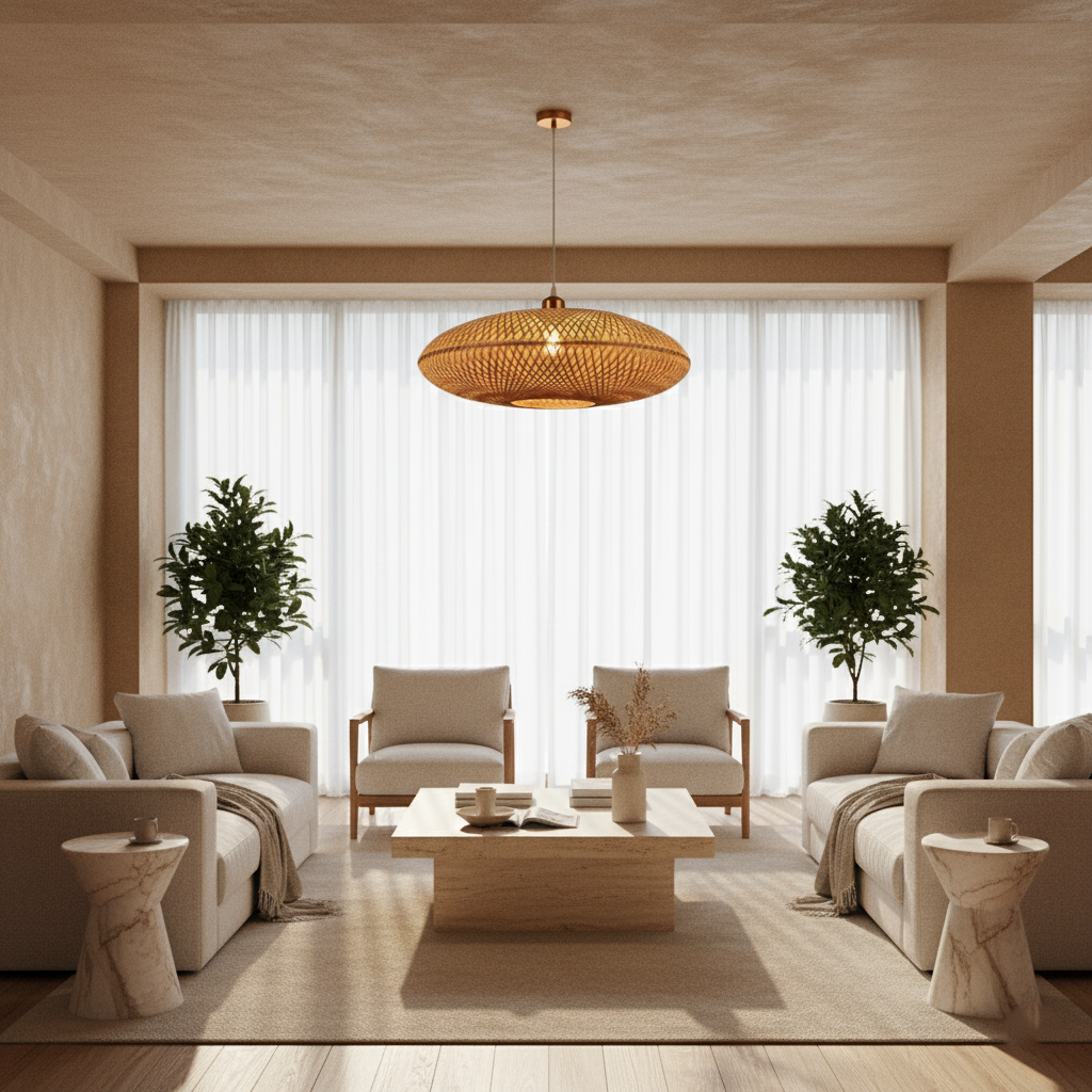 Treasure of the Dawn Bamboo Rattan Pendant Light
