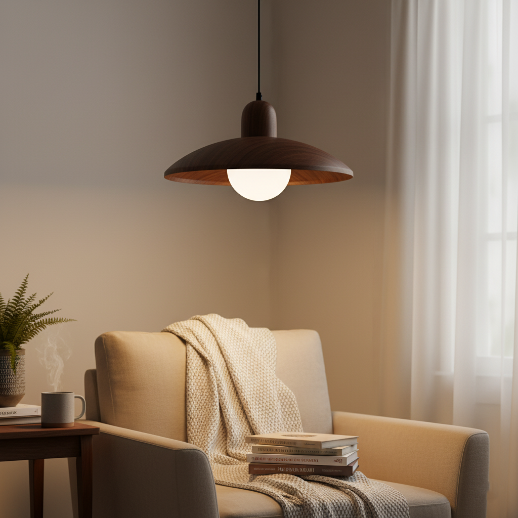 Japanese Style Wabi-Sabi Walnut Pendant Light