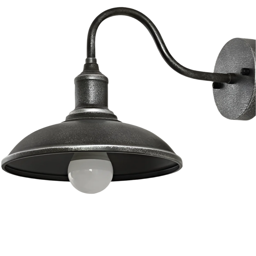 Industrial Bowl Shaped Iron Outdoor Wall Light