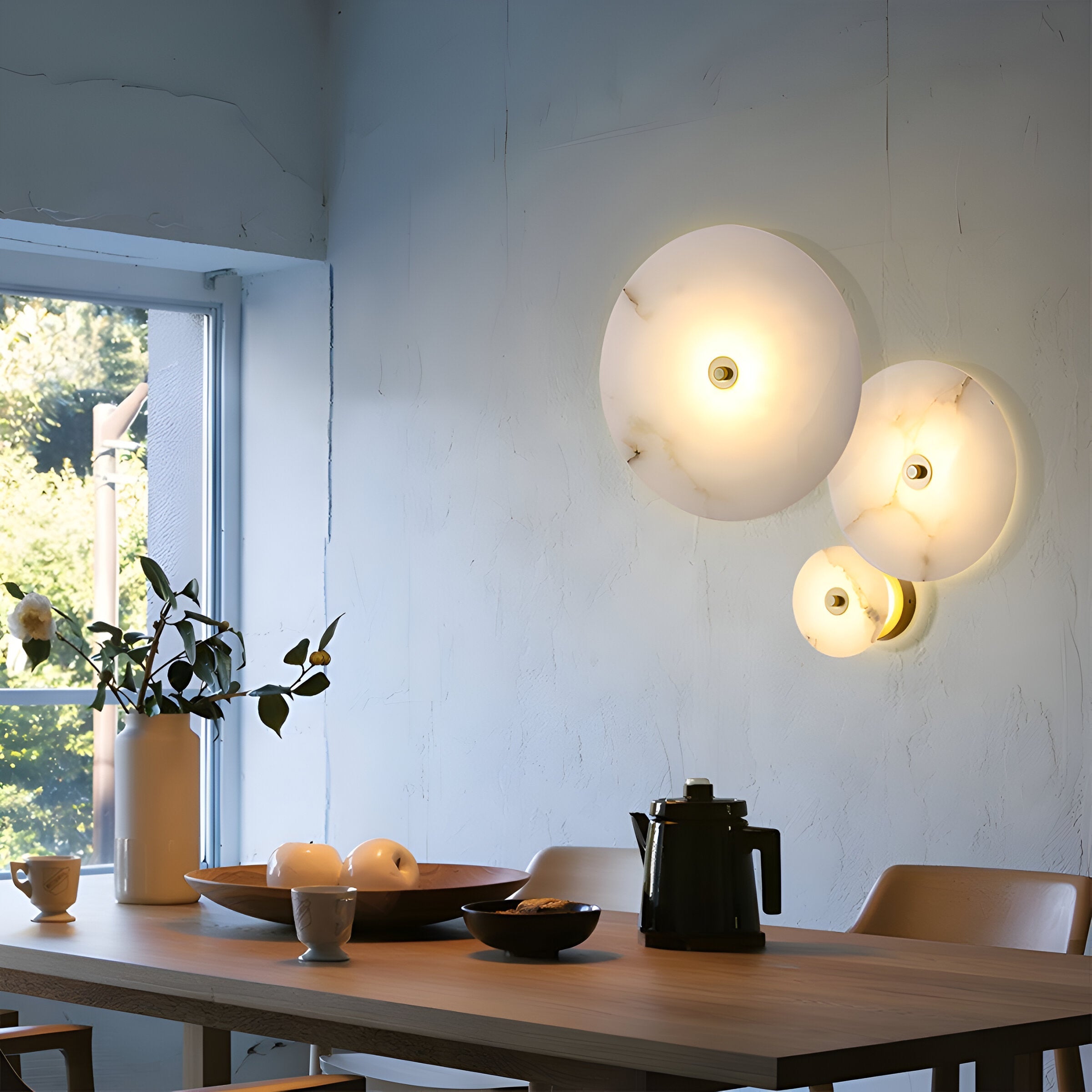 Modern Luxury Round Marble Alabaster Wall Light