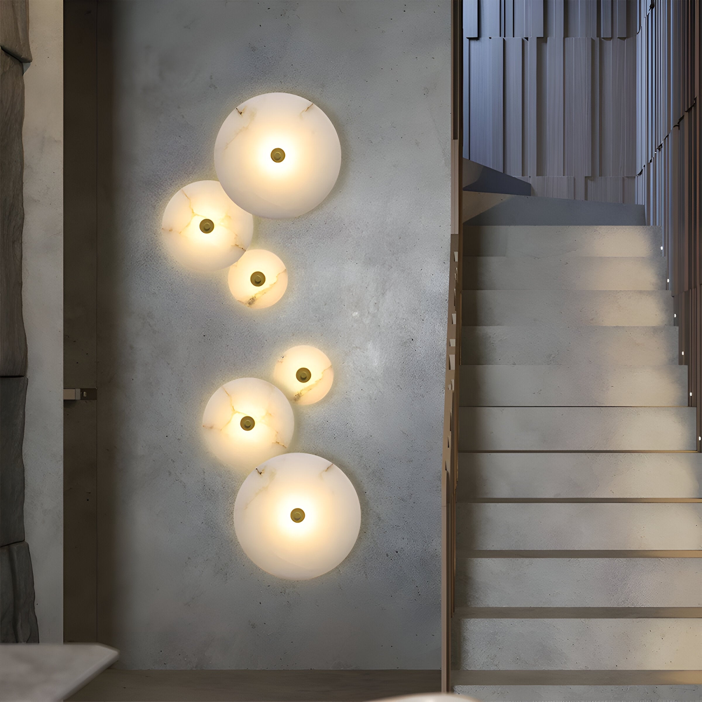 Modern Luxury Round Marble Alabaster Wall Light