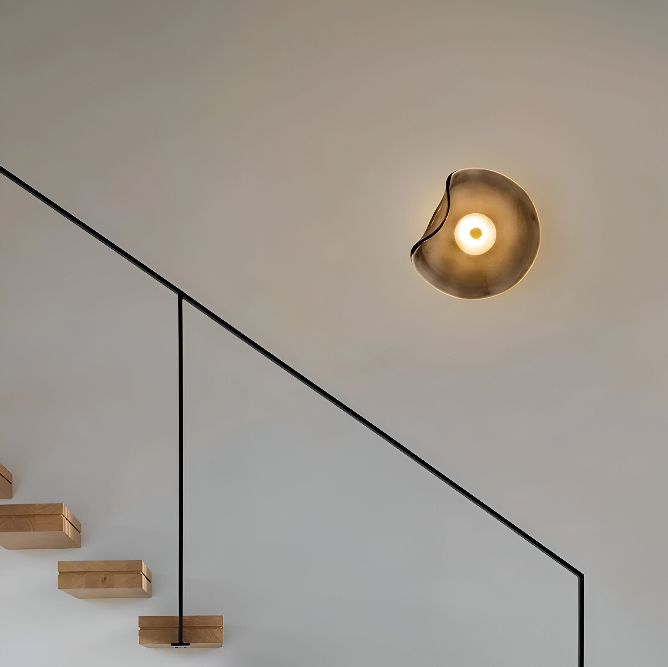 Nordic Curved Glass Japandi Style Glass LED Wall Light