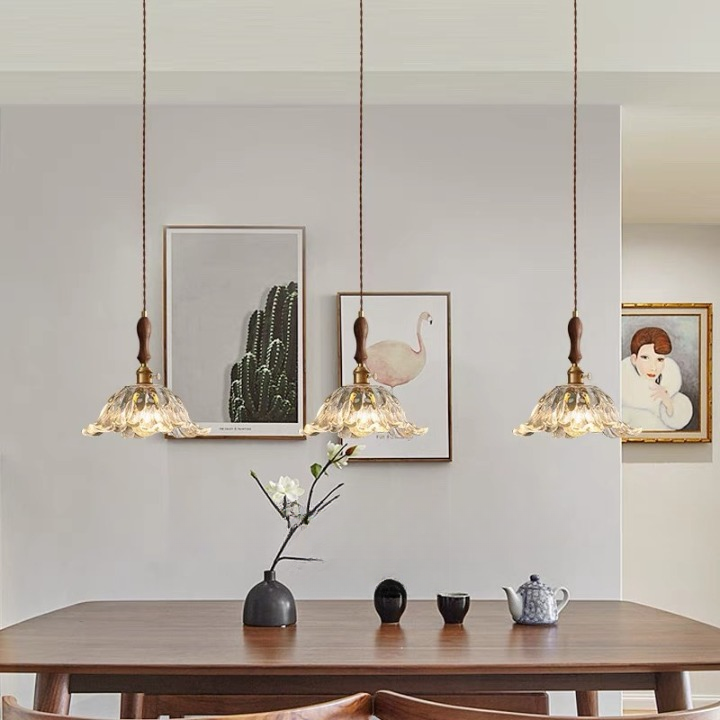 Retro French Flower Glass Pendant Light