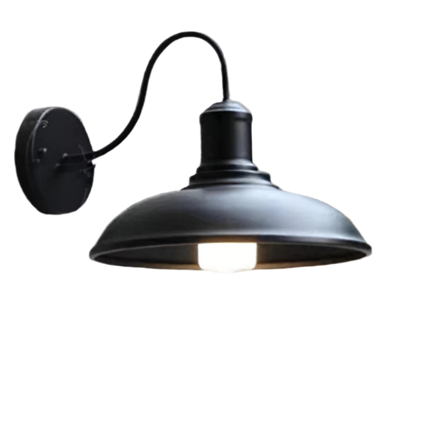 Industrial Bowl Shaped Iron Outdoor Wall Light