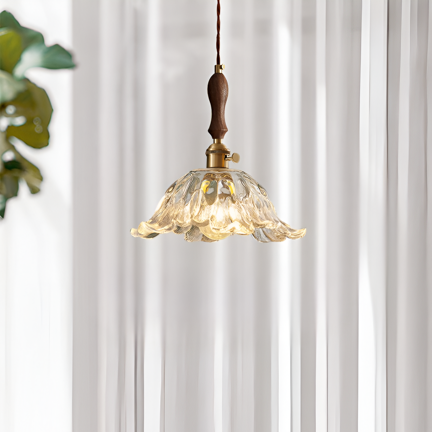 Retro French Flower Glass Pendant Light