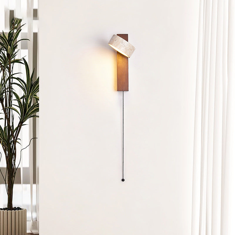 Travertine Wood Bedside Wall Light