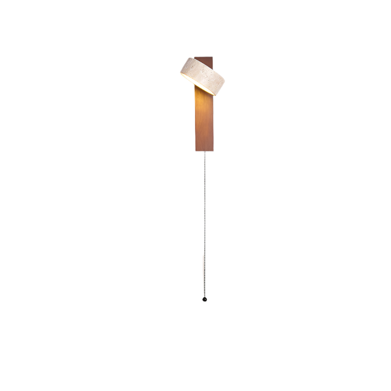 Travertine Wood Bedside Wall Light