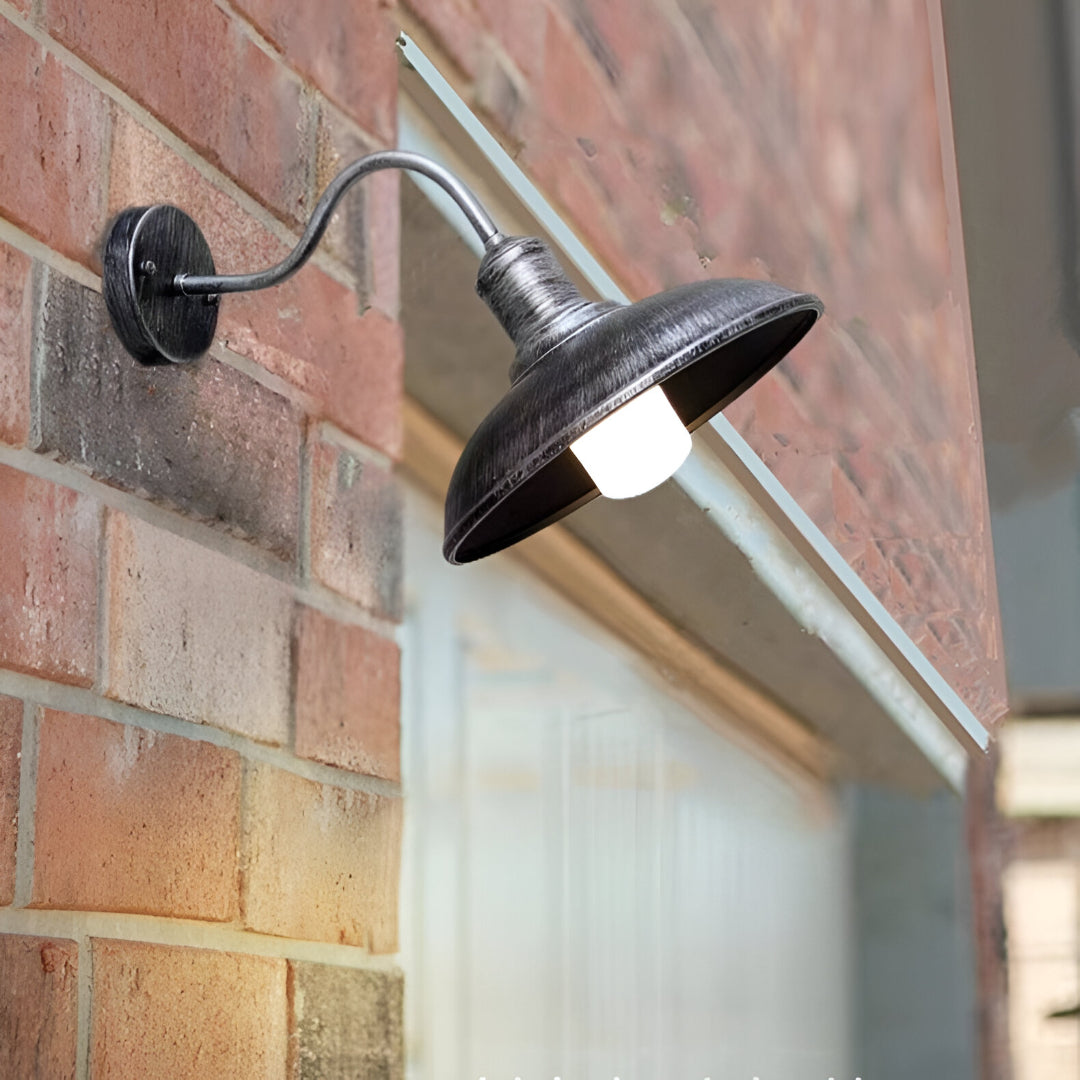 Industrial Bowl Shaped Iron Outdoor Wall Light