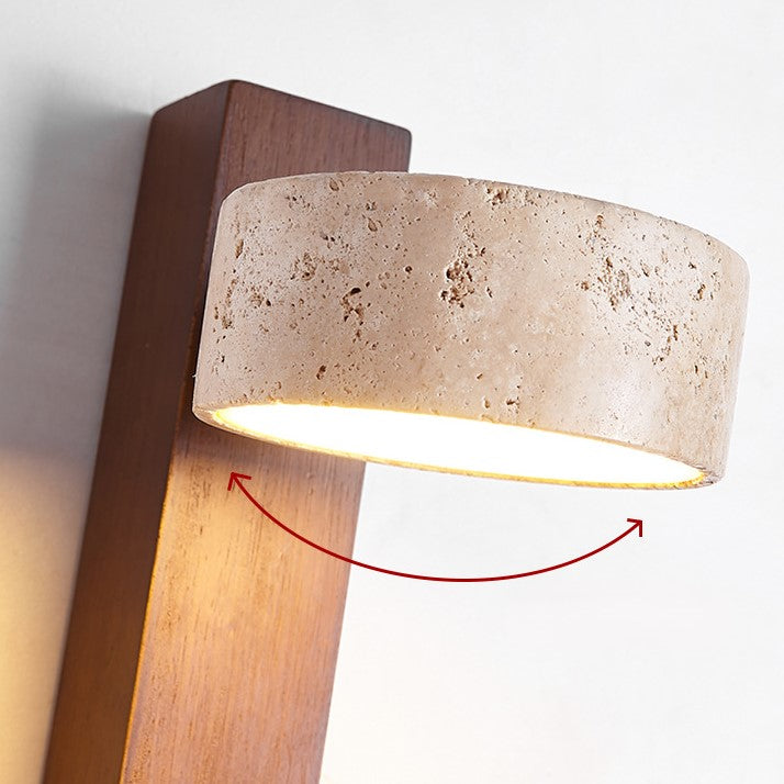 Travertine Wood Bedside Wall Light