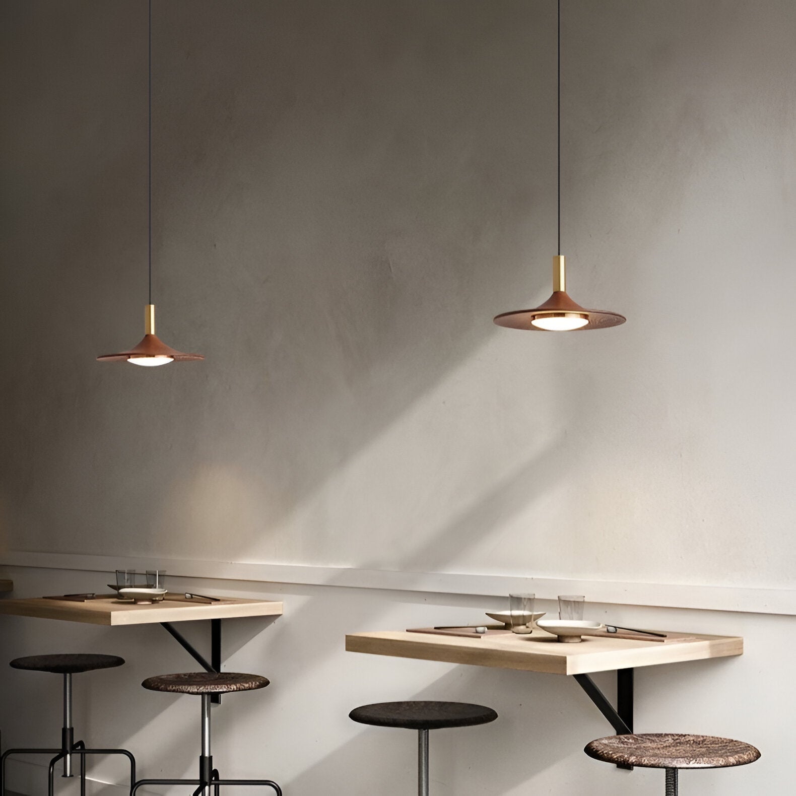 Nordic Style Walnut-Finish Iron Pendant Light