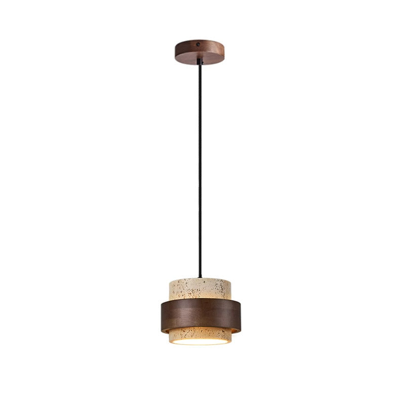 Yellow Travertine Japandi Minimalist Stone Pendant Light