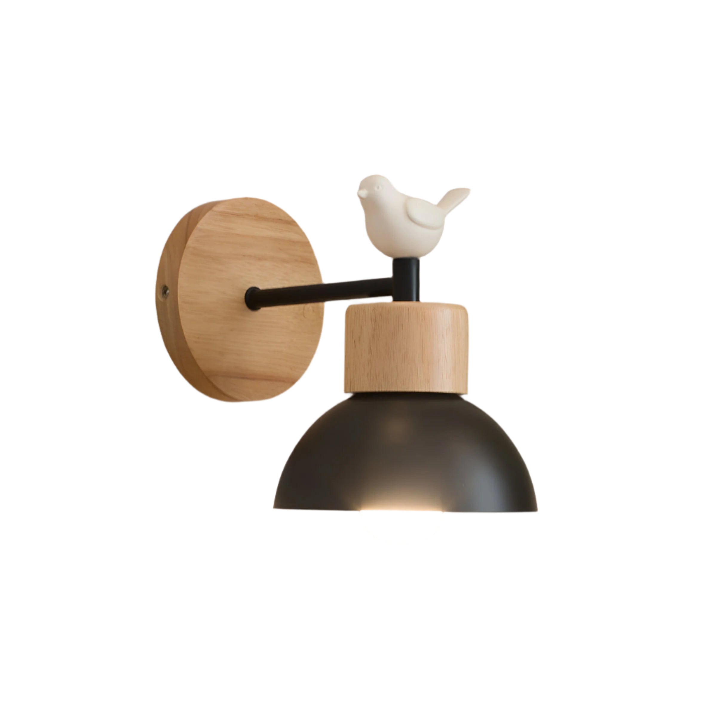 Nordic Wood Iron Shade Japandi Wall Light