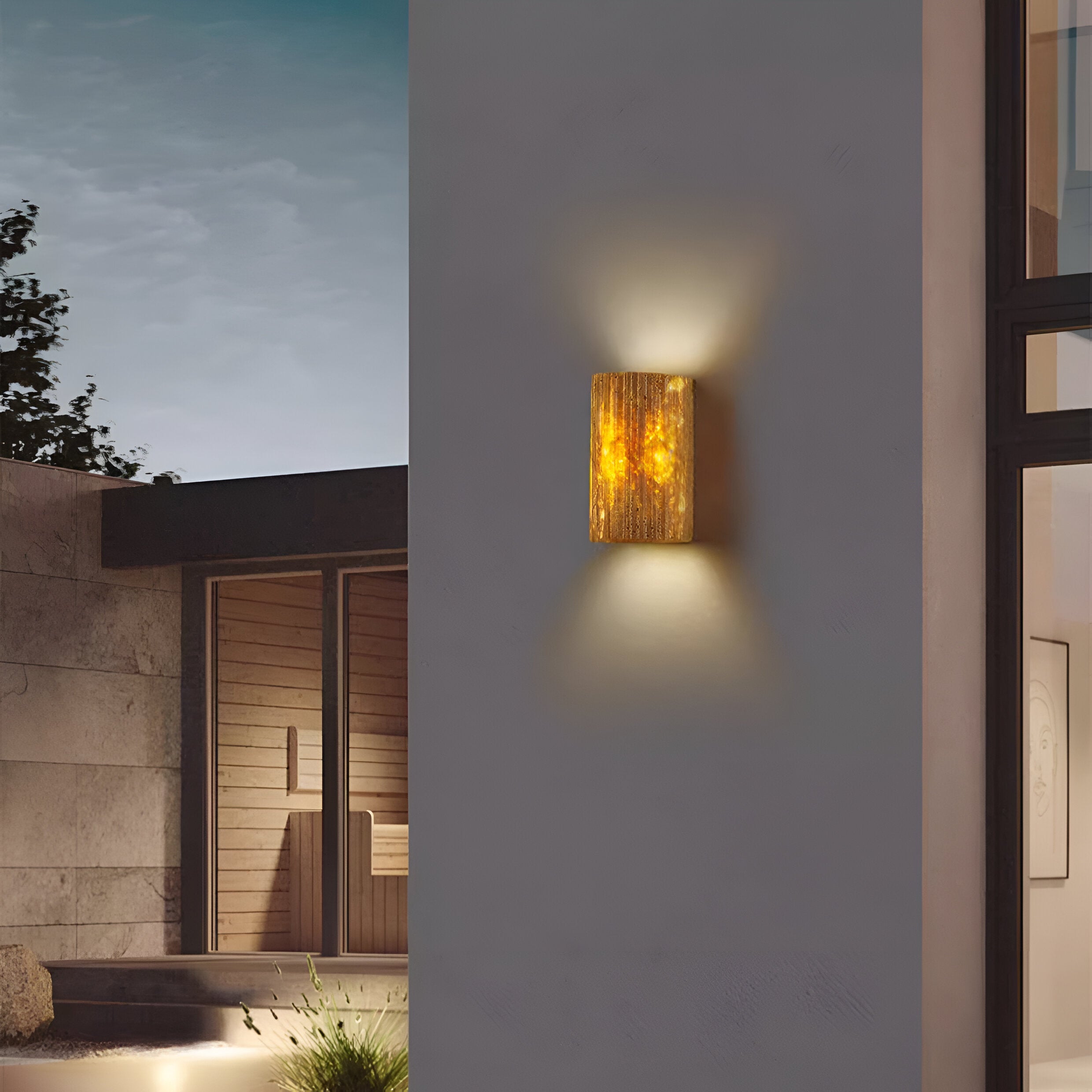Solaro Travertine Garden Outdoor Wall Light