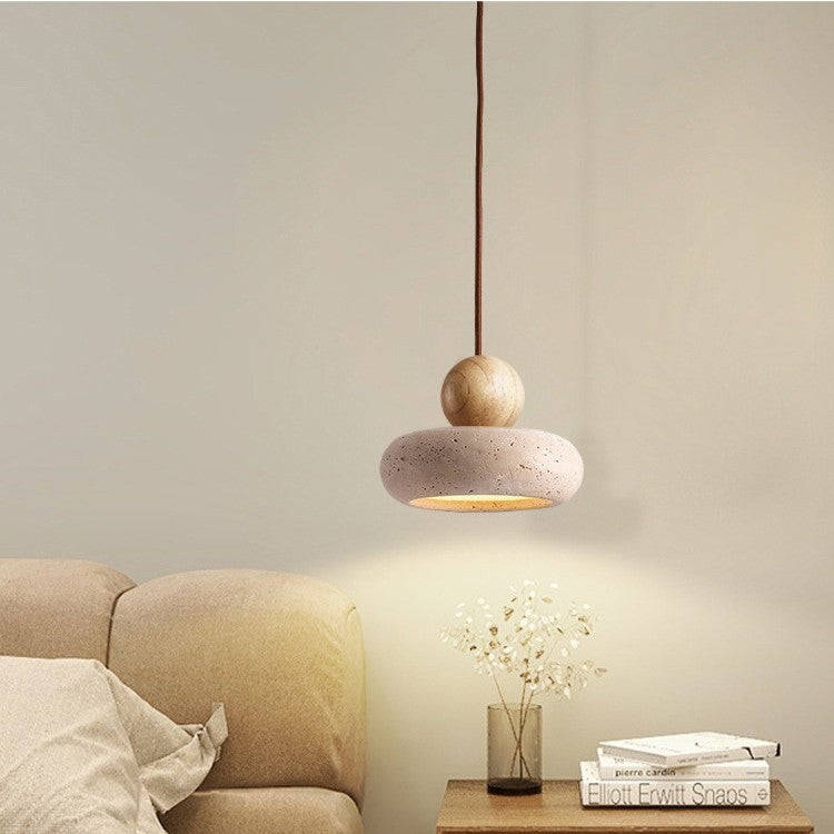 Retro Wabi-Sabi Natural Stone Travertine Pendant Light