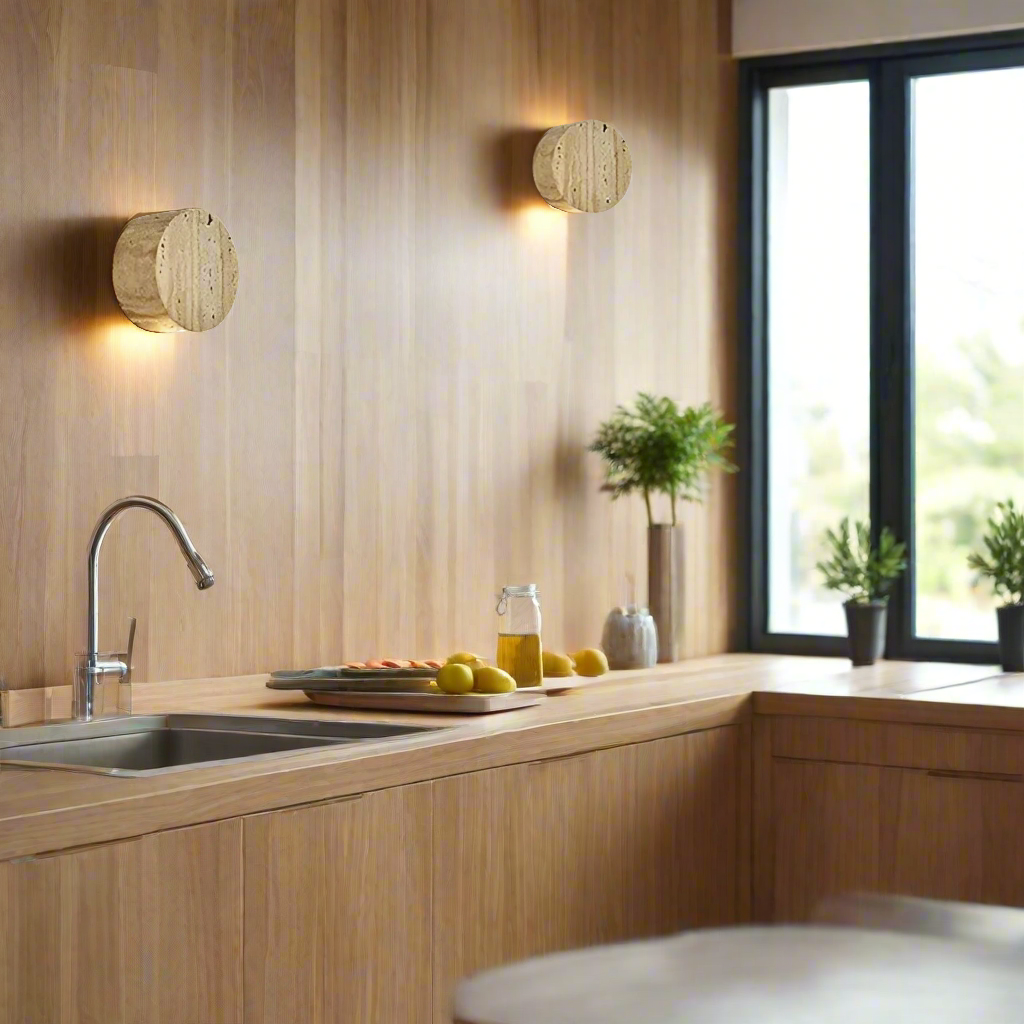 Japanese Wabi Sabi Natural Travertine Stone Wall Light