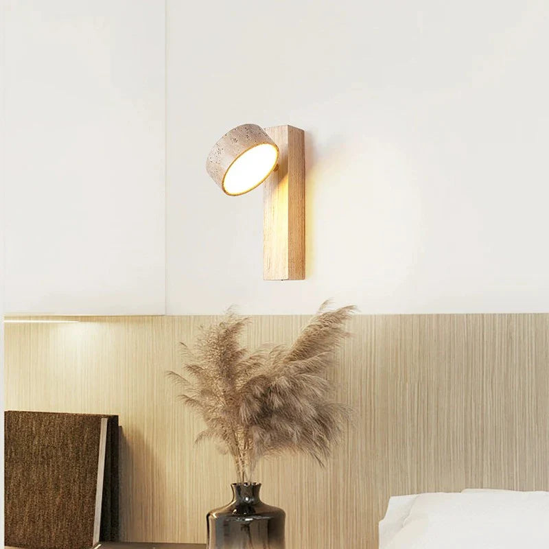 Travertine Wood Bedside Wall Light