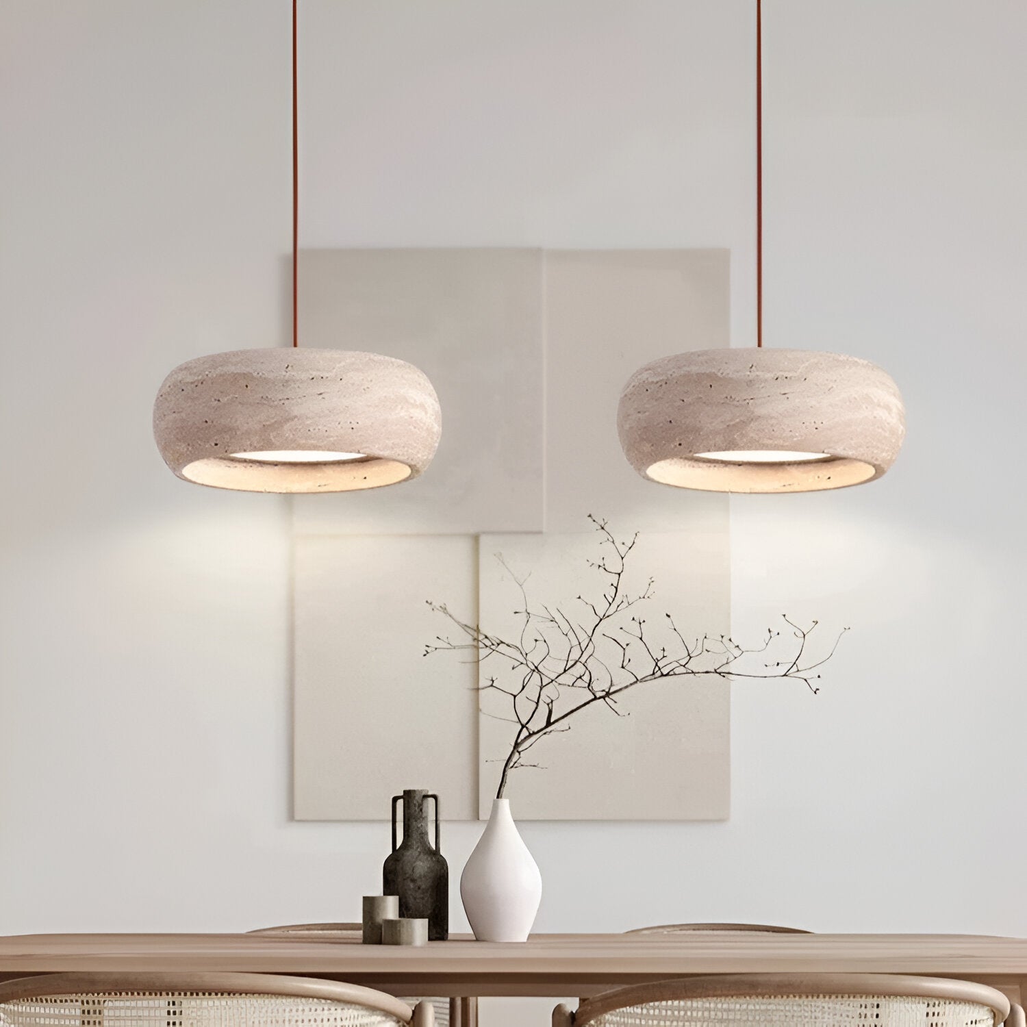 Wabi Sabi Style Travertine Stone Pendant Light