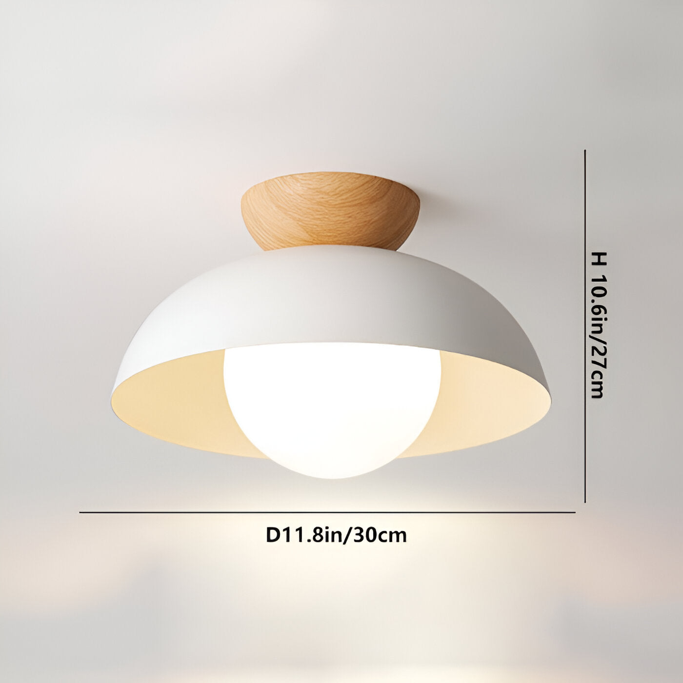 BLACK DOME WOOD CEILING LAMP