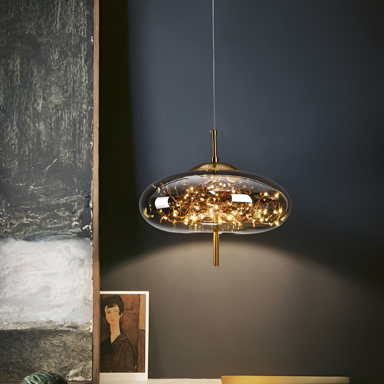 BRASS JEWEL DISC PENDANT