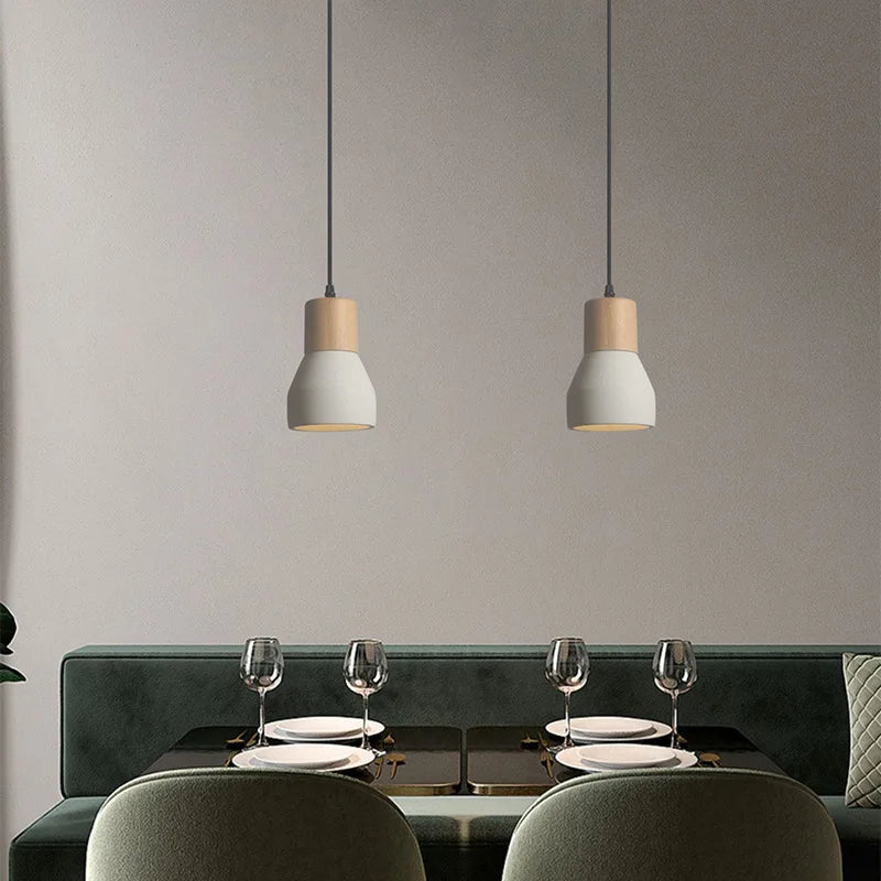 CEMENT CONE WOOD PENDANT