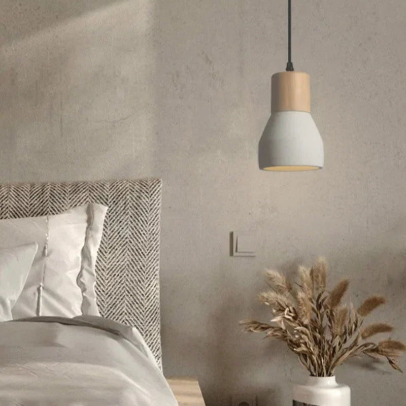 CEMENT CONE WOOD PENDANT