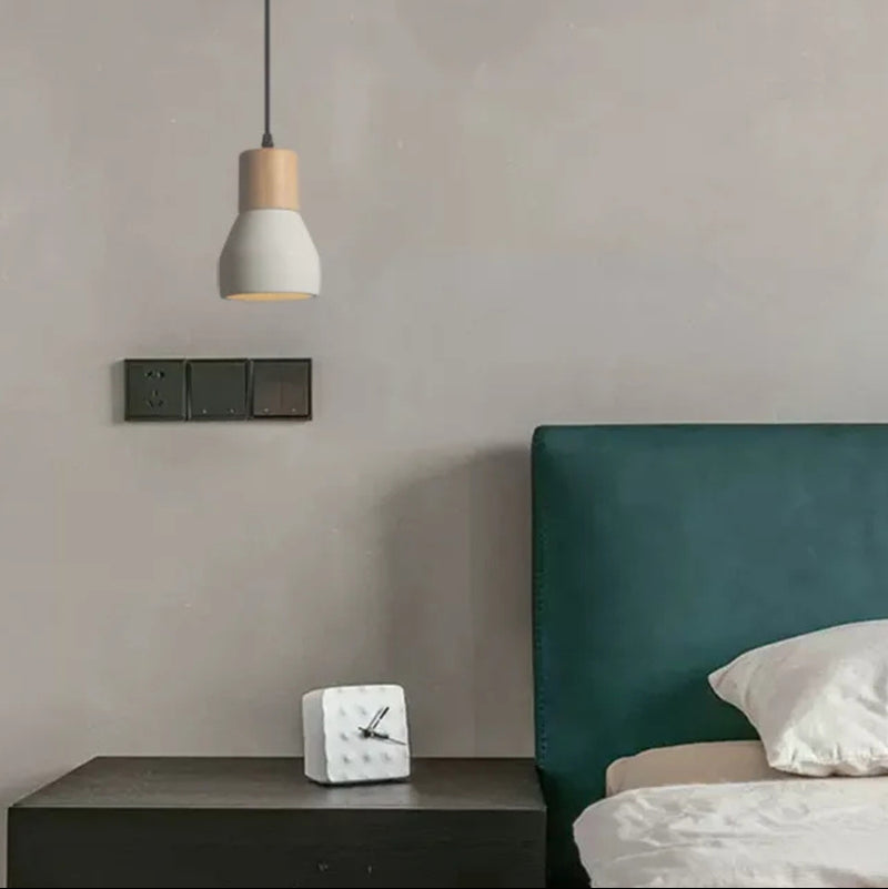 CEMENT CONE WOOD PENDANT