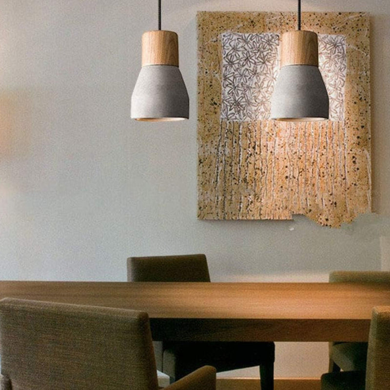 CEMENT CONE WOOD PENDANT
