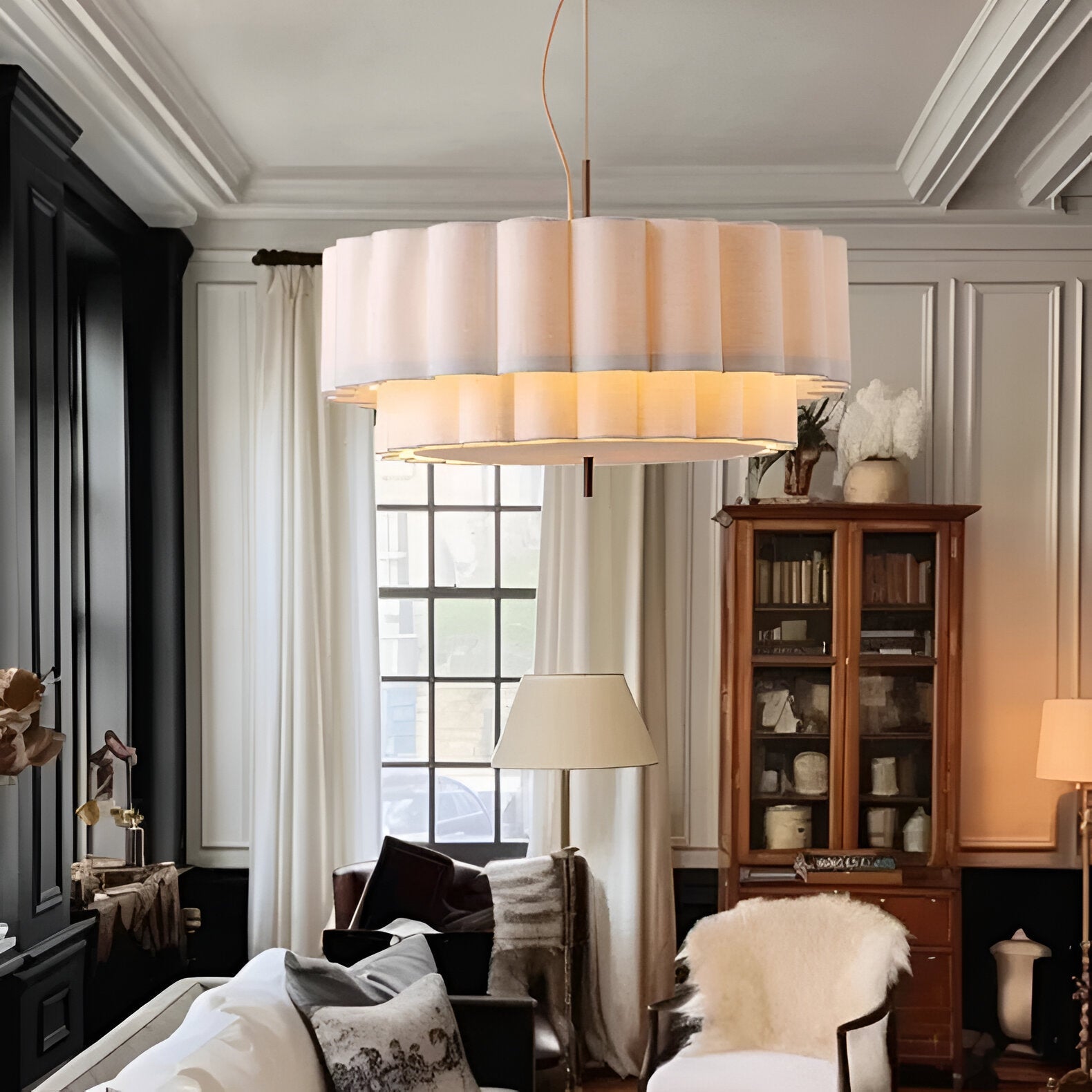 Boho Fabric Ripple Pendant Light